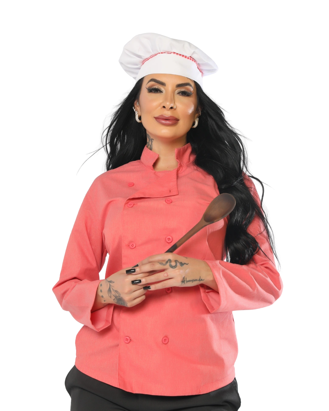 Uniforme de cozinha e gastronomia com dólmã e avental
